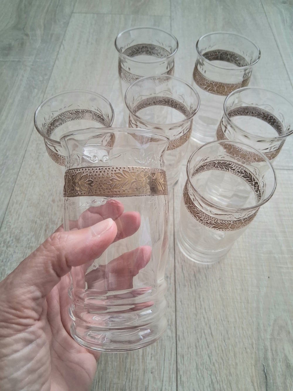 Vintage 1930s Macbeth Evans Stippled Rose Band - Elegant Drinking Glasses